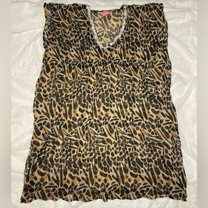 Animal Print V-Neck Swim Cover Up